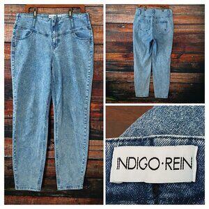 Indigo Rein Jeans 16 80s Style High Rise Waist Stone Washed Mom Stretch